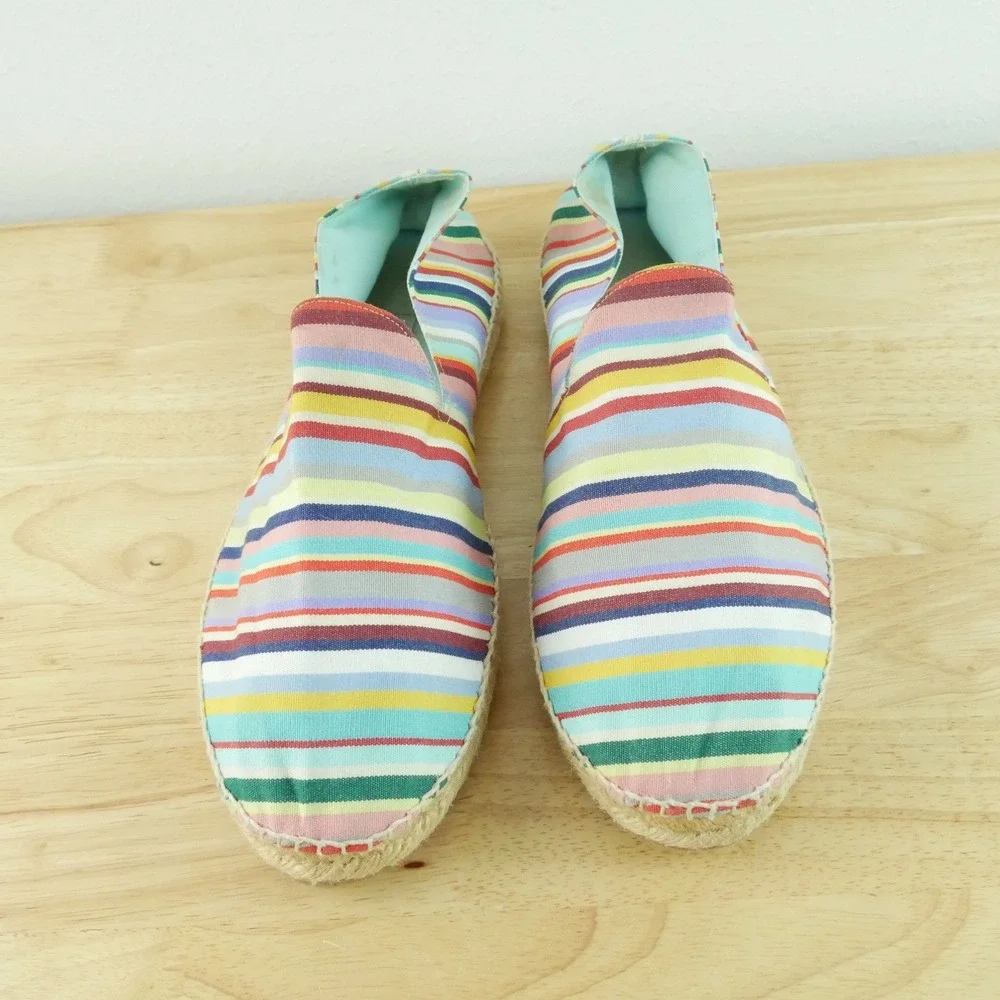 Stubbs & Wootton Mens Multi Color Striped Canvas Espadrilles Loafers 12 46